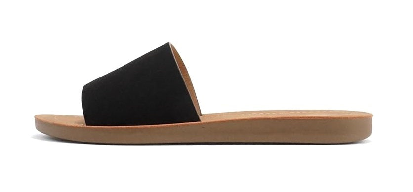 Soda Shoes Women Flip Flops Basic Plain Slippers Slip On Sandals Slides Casual Peep Toe Beach Efron-S Black Nub 7