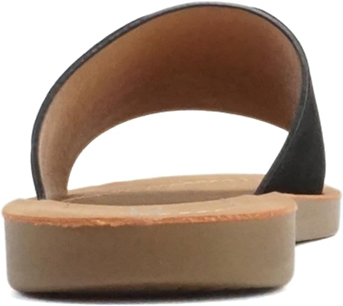 Soda Shoes Women Flip Flops Basic Plain Slippers Slip On Sandals Slides Casual Peep Toe Beach Efron-S Black Nub 7