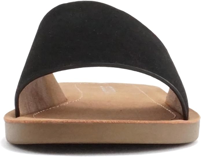 Soda Shoes Women Flip Flops Basic Plain Slippers Slip On Sandals Slides Casual Peep Toe Beach Efron-S Black Nub 7